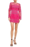 Endless Rose Long Sleeve Body-con Minidress In Fuchsia