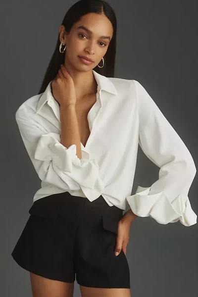 Endless Rose Long-sleeve Bubble Blouse In White