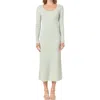 Endless Rose Long Sleeve Metallic Knit Dress In Sage