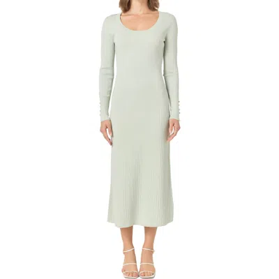 Endless Rose Long Sleeve Metallic Knit Dress In Sage