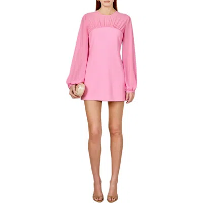 Endless Rose Long Sleeve Mixed Media Minidress In Pink