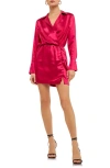 ENDLESS ROSE LONG SLEEVE SATIN MINIDRESS