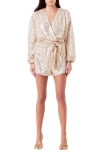 Endless Rose Long Sleeve Sequin Romper In Gold