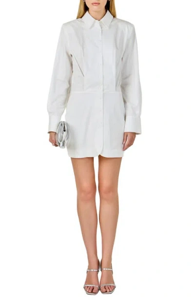 Endless Rose Long Sleeve Shirtdress In White