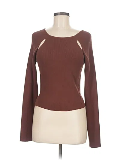 Pre-owned Endless Rose Long Sleeve Top Brown Keyhole Neckline Tops