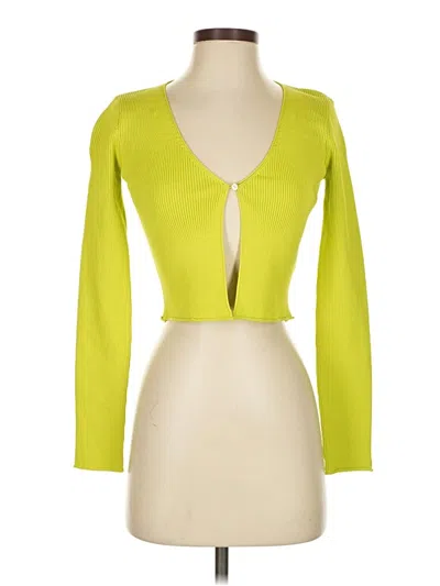 Pre-owned Endless Rose Long Sleeve Top Green Plunge Neckline Tops