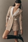 Endless Rose Long-sleeve Tweed Blazer Romper Jacket In Brown