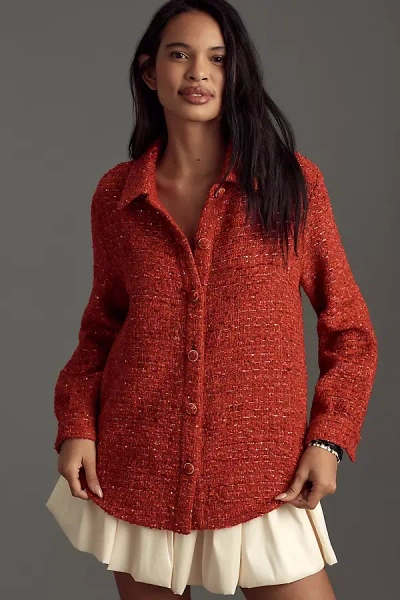 Endless Rose Long-sleeve Tweed Blouse In Red
