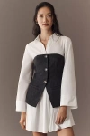 Endless Rose Long-sleeve Twofer Vest Mini Dress In White