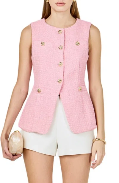 Endless Rose Longline Tweed Vest In Pink