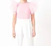 Endless Rose Organza Ruffle Sleeve Top In Pink