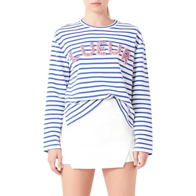 ENDLESS ROSE ENDLESS ROSE LUEUR STRIPE LONG SLEEVE KNIT TOP