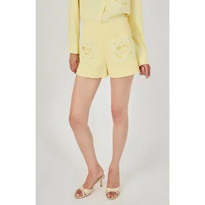 Endless Rose Mesh Pocket A-line Shorts In Yellow