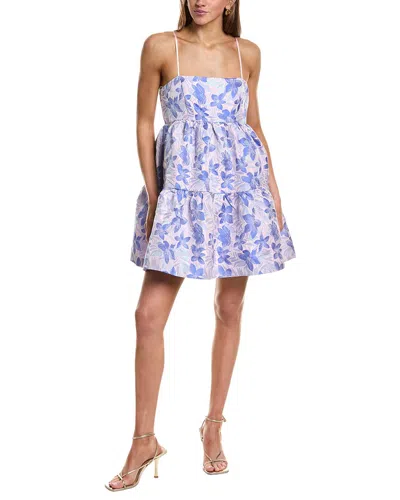 Endless Rose Metallic Floral Jacquard Mini Dress In Purple