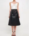 Endless Rose Metallic Jacquard Flare Midi Skirt In Black In Black
