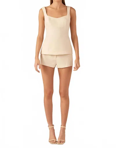 Endless Rose Micro Mid Rise Shorts In Light Beige In White