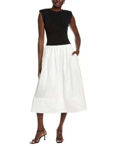 Endless Rose Mixed Media Midi Dress In Black