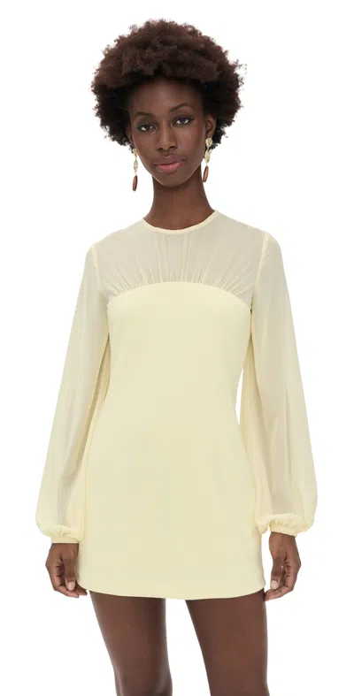 Endless Rose Mixed Media Mini Dress With Puff Sleeves Butter In Yellow