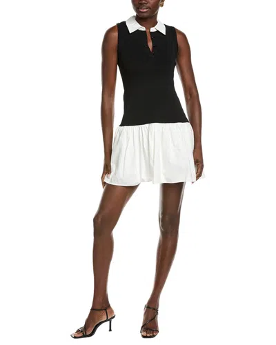 Endless Rose Mixed Media Polo Mini Dress In Black