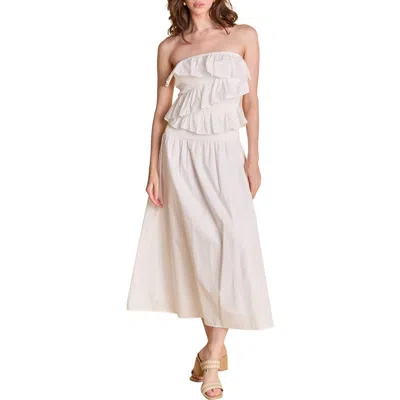 Endless Rose Mixed Media Ruffle Strapless Maxi Dress