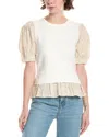 Endless Rose Mixed Media Top In Neutral