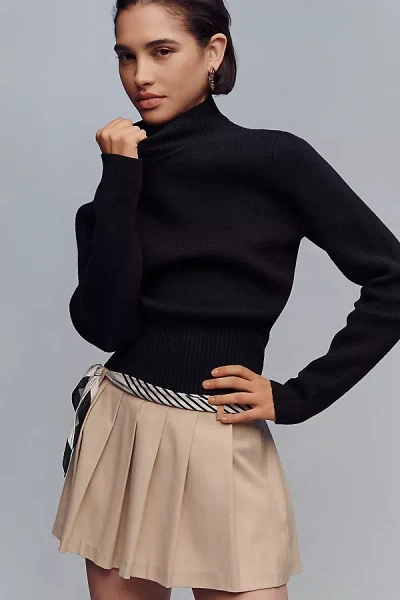 Endless Rose Mock-neck Zipper Cardigan In Black