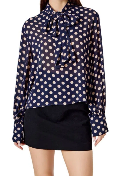 Endless Rose Neck Bow Top In Blue
