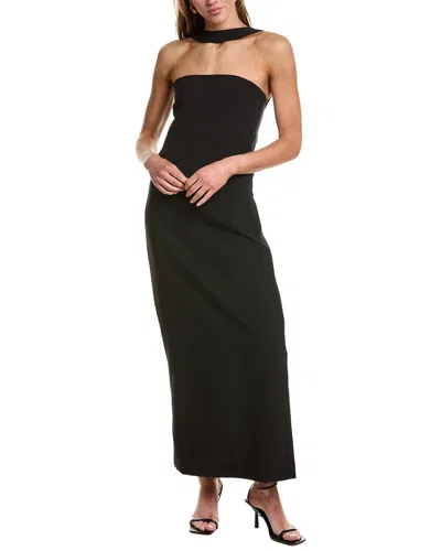 Endless Rose Neck Detail Fitted Maxi Dress In Black