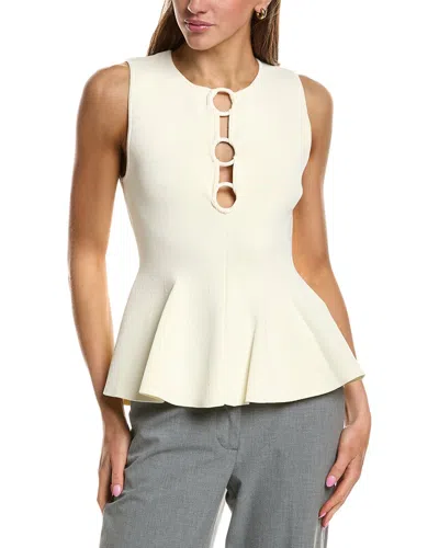 Endless Rose Ring Detailed Flare Knit Top In Neutral