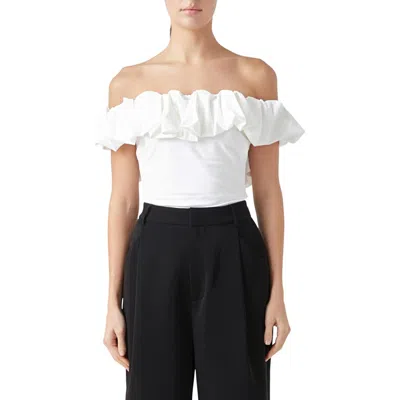 Endless Rose Off The Shoulder Bubble Top In White