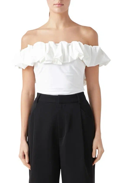 Endless Rose Off The Shoulder Bubble Top In White