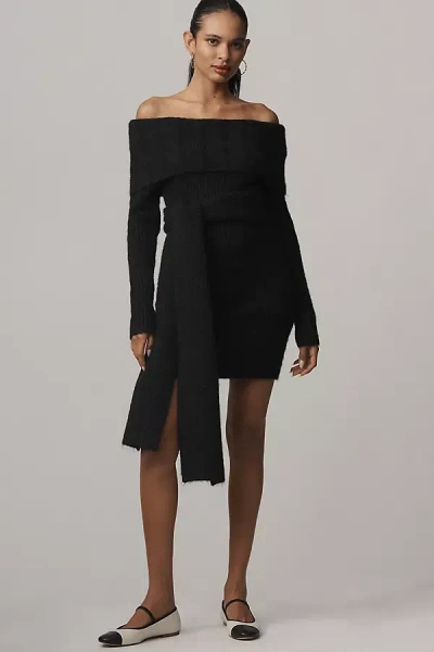 Endless Rose Off-the-shoulder Sweater Dress In Black