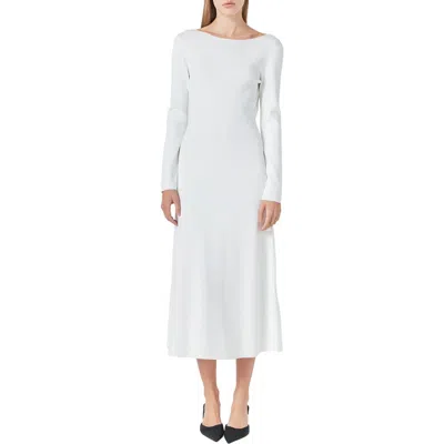 Endless Rose Open Back Long Sleeve Midi Sweater Dress In Cream