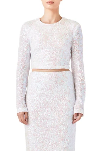 Endless Rose Open Back Sequin Crop Top In Pink Lemonade