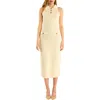 Endless Rose Open Stitch Collared Midi Dress In Ivory