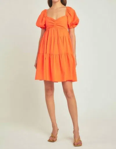 Endless Rose Organza Blouson Mini Dress In Orange