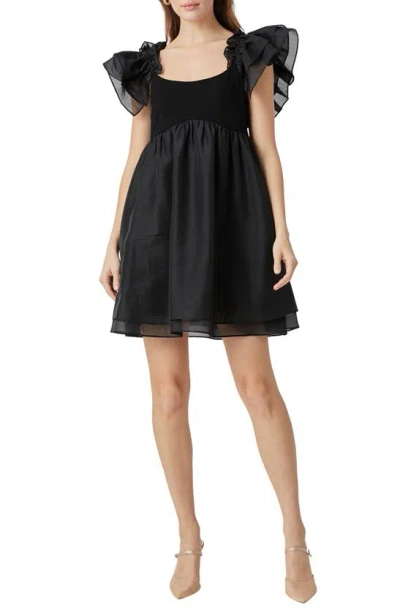 Endless Rose Organza Minidress In Black