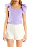 Endless Rose Organza Ruffle Knit Top In Lilac