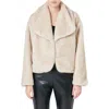 Endless Rose Oversize Lapel Faux Fur Jacket In Beige