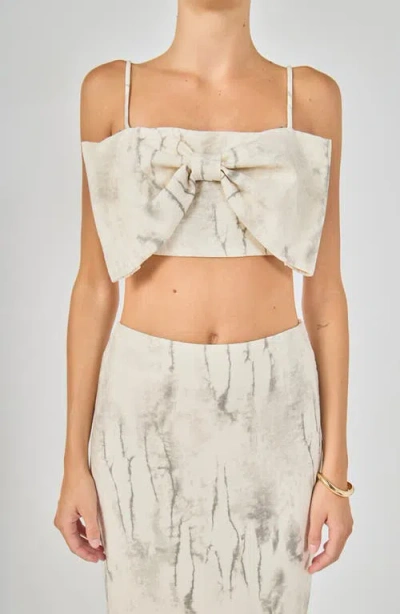 Endless Rose Oversized Bow Cropped Top In White