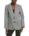 Endless Rose Oversized Plaid Bazer In Gray