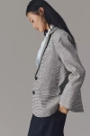 Endless Rose Oversized Plaid Blazer Jacket In Gray