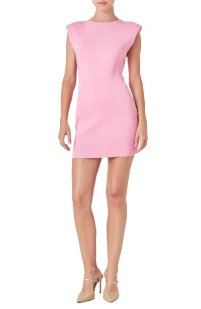 Endless Rose Padded Shoulder Cap Sleeve Knit Minidress In Pink