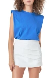 Endless Rose Padded Shoulder T-shirt In Cobalt Blue