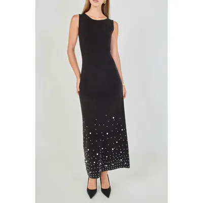 Endless Rose Pearl Embellished Knit Maxi Dress In Black