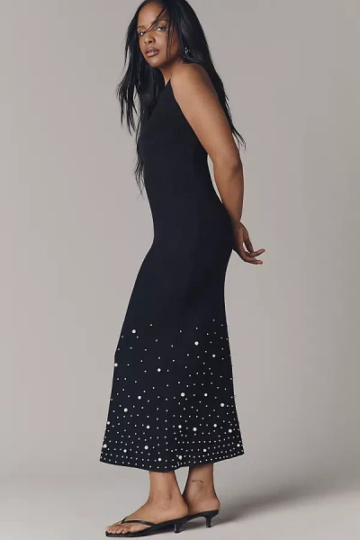 Endless Rose Pearl Knit Midi Dress In Black