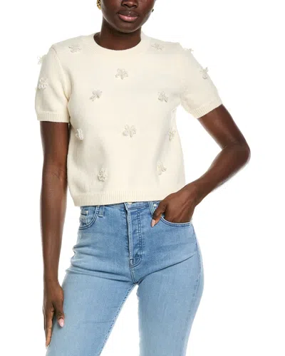 Endless Rose Pearl Trim Sweater In White
