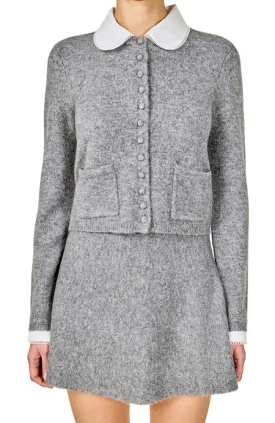 Endless Rose Peter Pan Collar Cardigan In Gray
