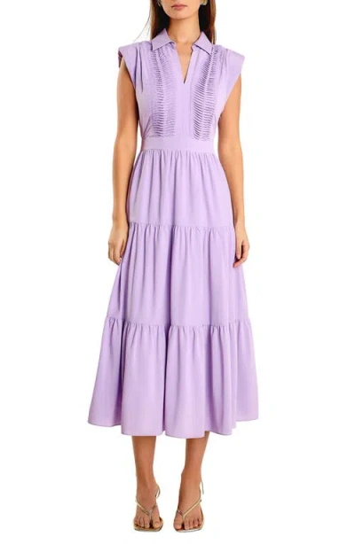 Endless Rose Pintuck Detail Tiered Midi Dress In Lilac
