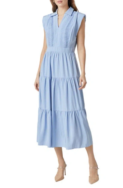 Endless Rose Pintuck Detail Tiered Midi Dress In Powder Blue